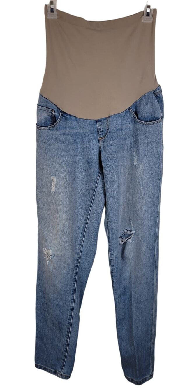 Oh Baby mid rise distressed straight leg maternity jeans Size Sm Classic Retro